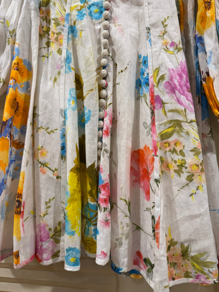 Zimmermann Halcyon Paneled Linen Mini Dress, Size AU 3 (Pit to Pit 17 in)