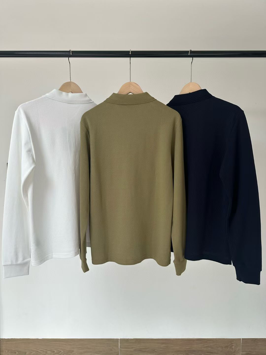 Burberry Long Sleeve Cotton Polo Shirt in Green/White/Blue, Size S/M/L/XL/XXL