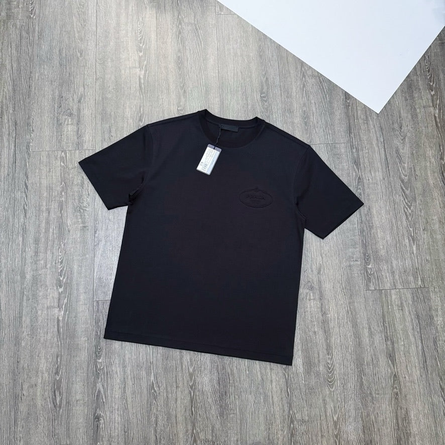Prada Logo Cotton T-Shirt in Black, Size S