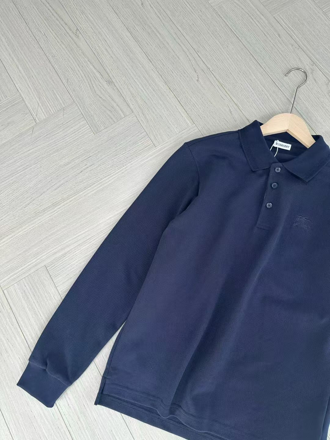 Burberry Long Sleeve Cotton Polo Shirt in Green/White/Blue, Size S/M/L/XL/XXL