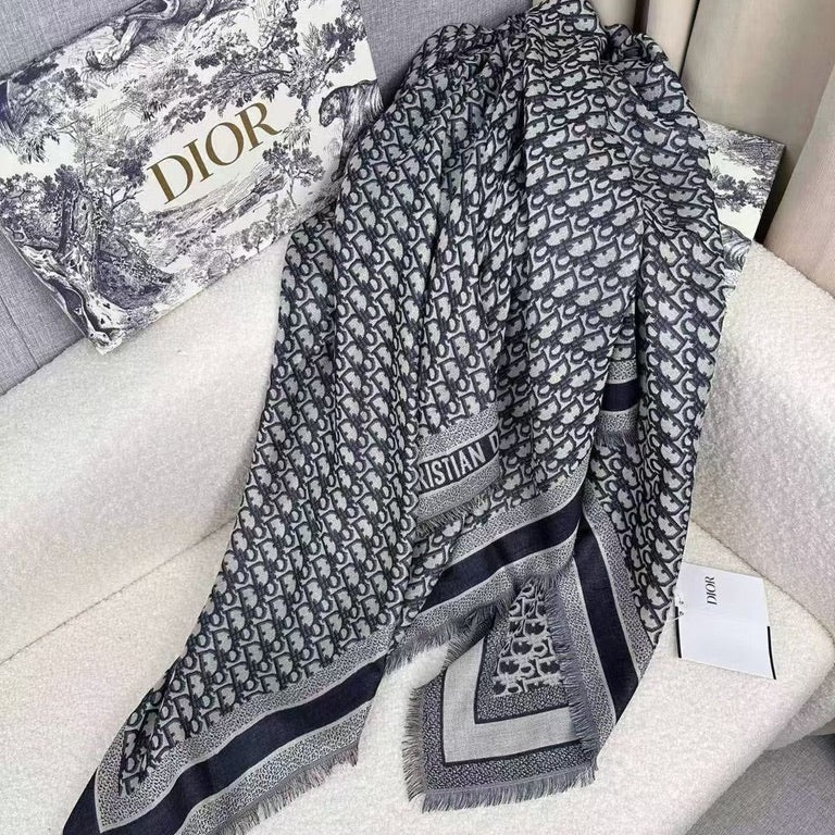Dior Logo Silk-Wool Scarf 140 cm