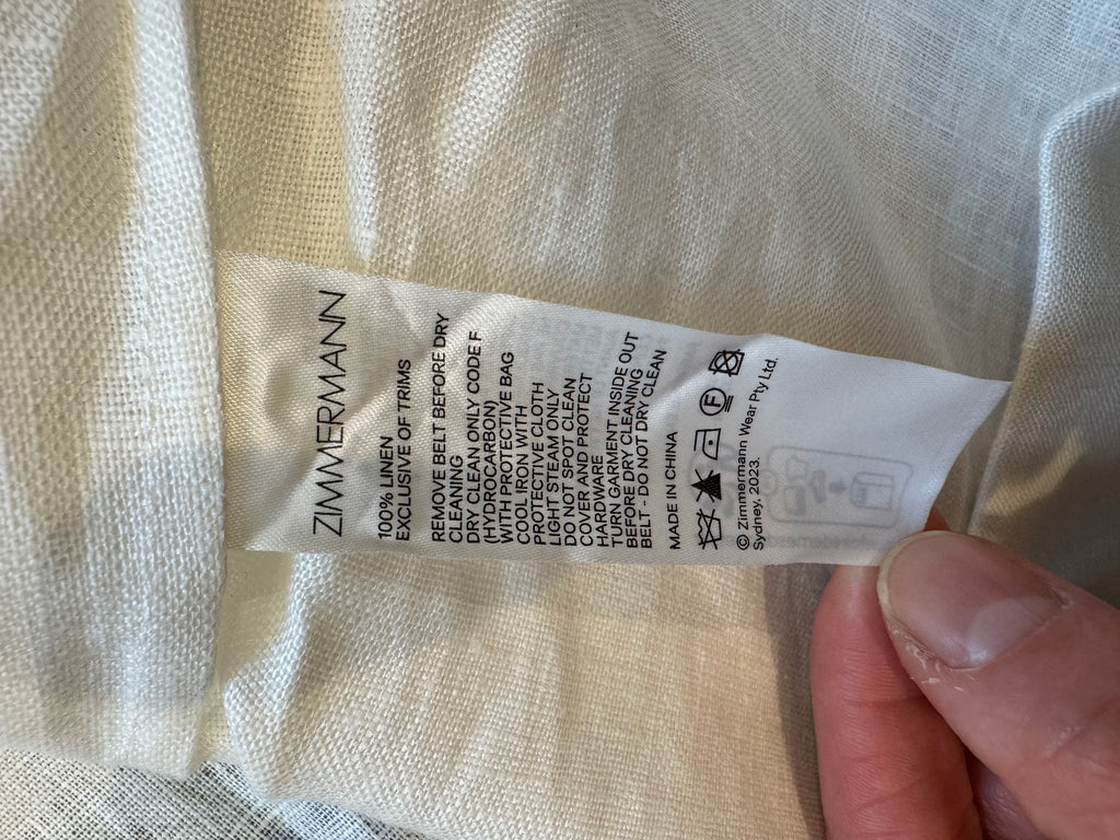Zimmermann Floral Belted Linen Midi Dress, Size AU 2