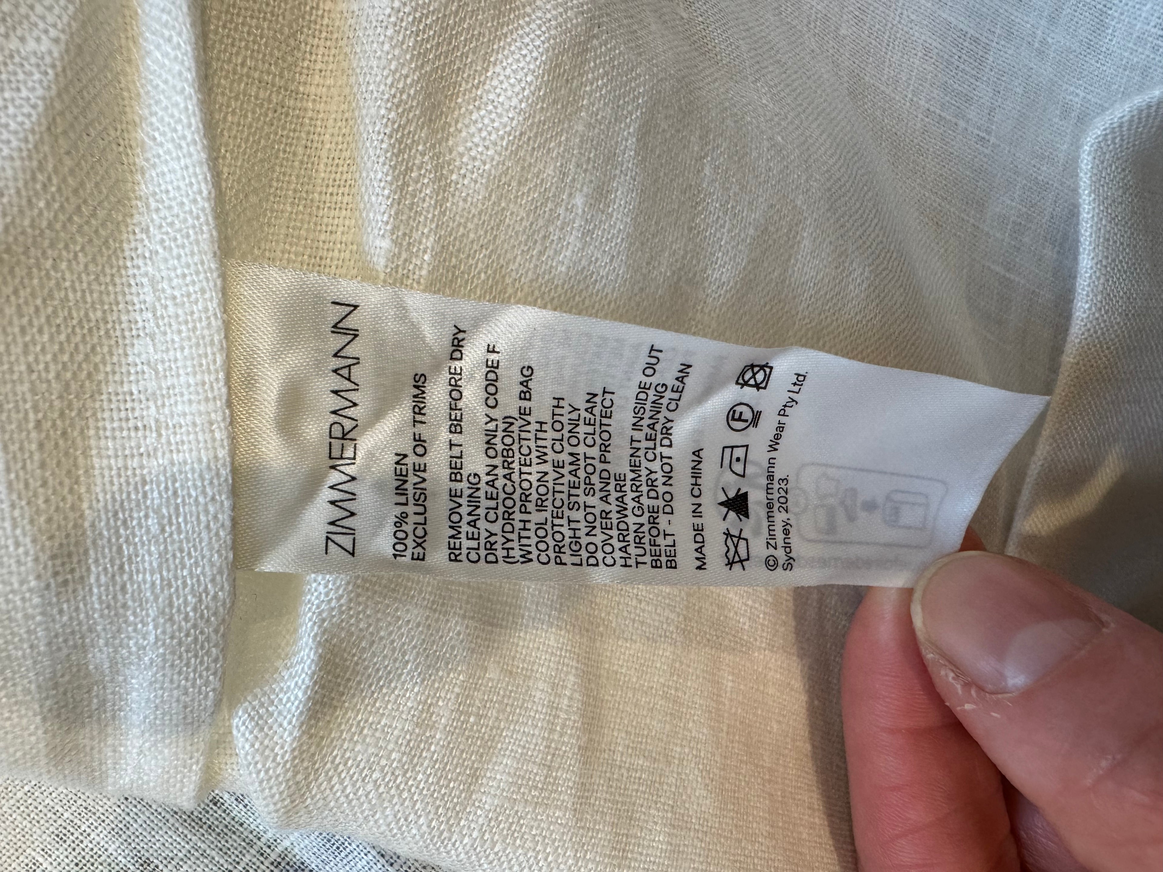 Zimmermann Floral Belted Linen Midi Dress, Size AU 2