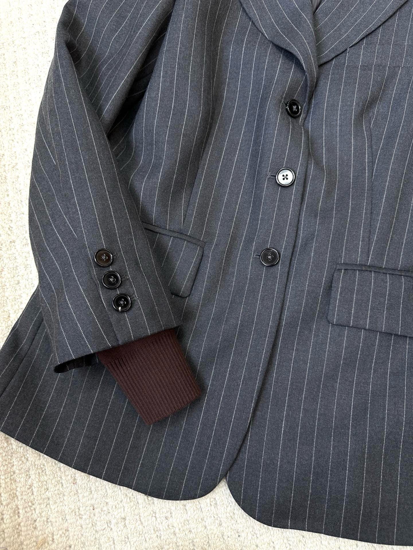 Miu Miu Pinstripe Single-Breasted Blazer Jacket & Pants Set, Size 36/38/40