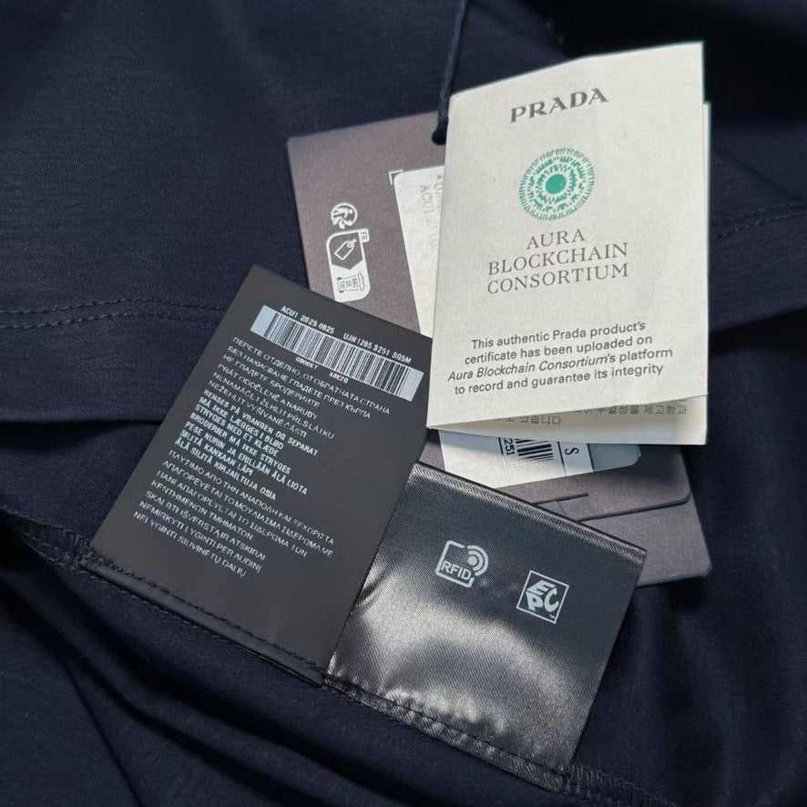 Prada Embroidered Logo Cotton T-Shirt, Size S/M/L/XL/XXL