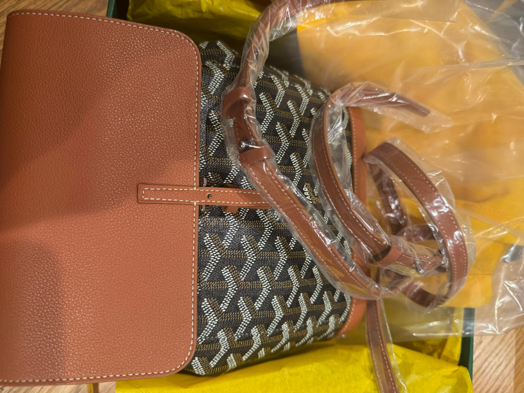 Goyard Goyardine Calfskin Mini Alpin Backpack in Brown (7.5 x 3.5 x 8.25 in)