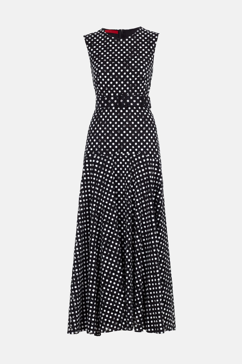 CH Carolina Herrera Polka Dot Belted Maxi Dress, Size US 4/6/8