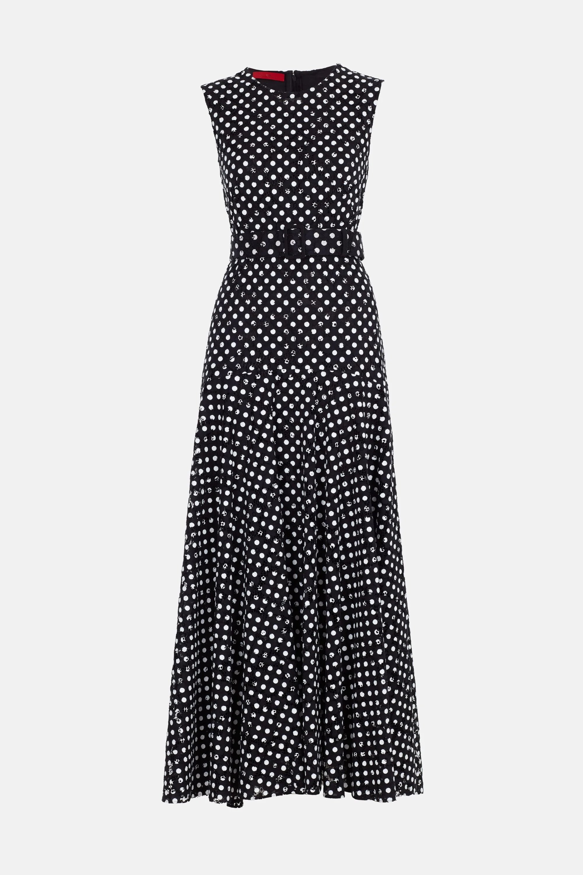 CH Carolina Herrera Polka Dot Belted Maxi Dress, Size US 4/6/8