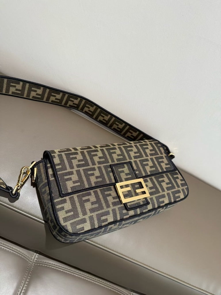 Fendi Medium Size Baguette Fabric Brown