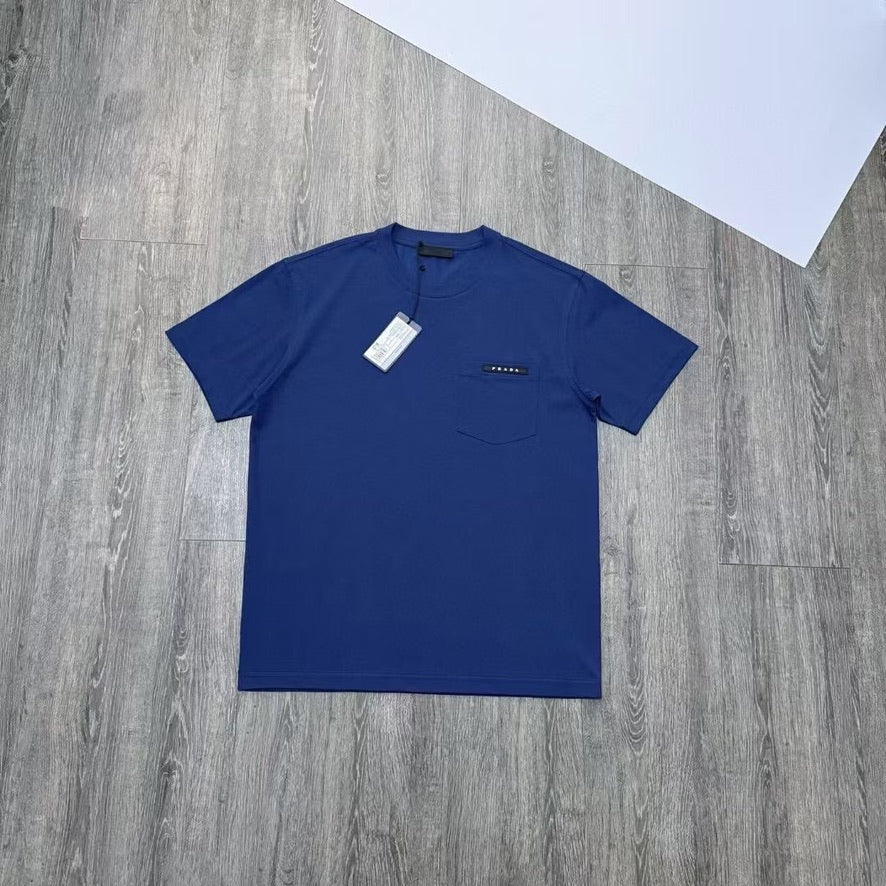 Prada Logo Cotton T-Shirt in Color White or Blue, Size S/M/L/XL/2XL