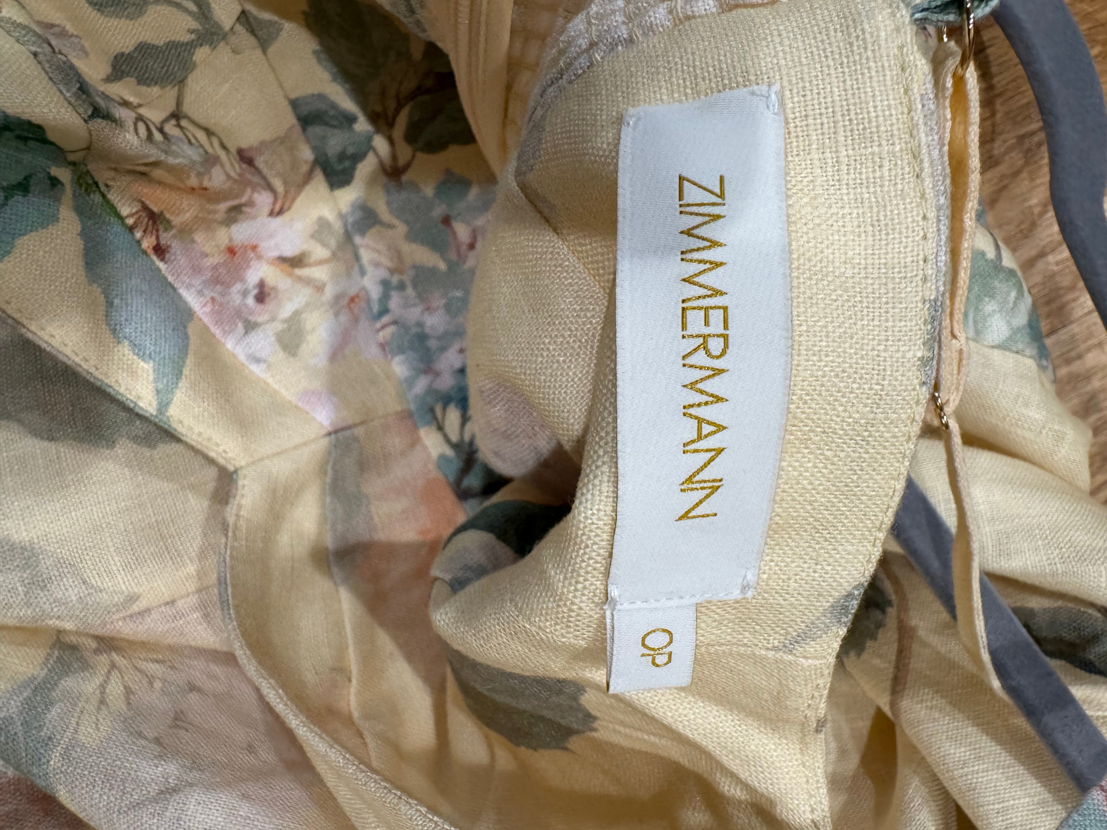 Zimmermann Floral Linen Midi Dress in Yellow, Size AU 0P/0/1/2/3