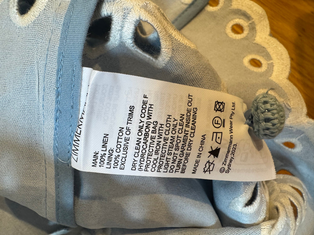 Zimmermann Linen Button Shirt & Belted Shorts Set in Blue, Size AU 1/2/3