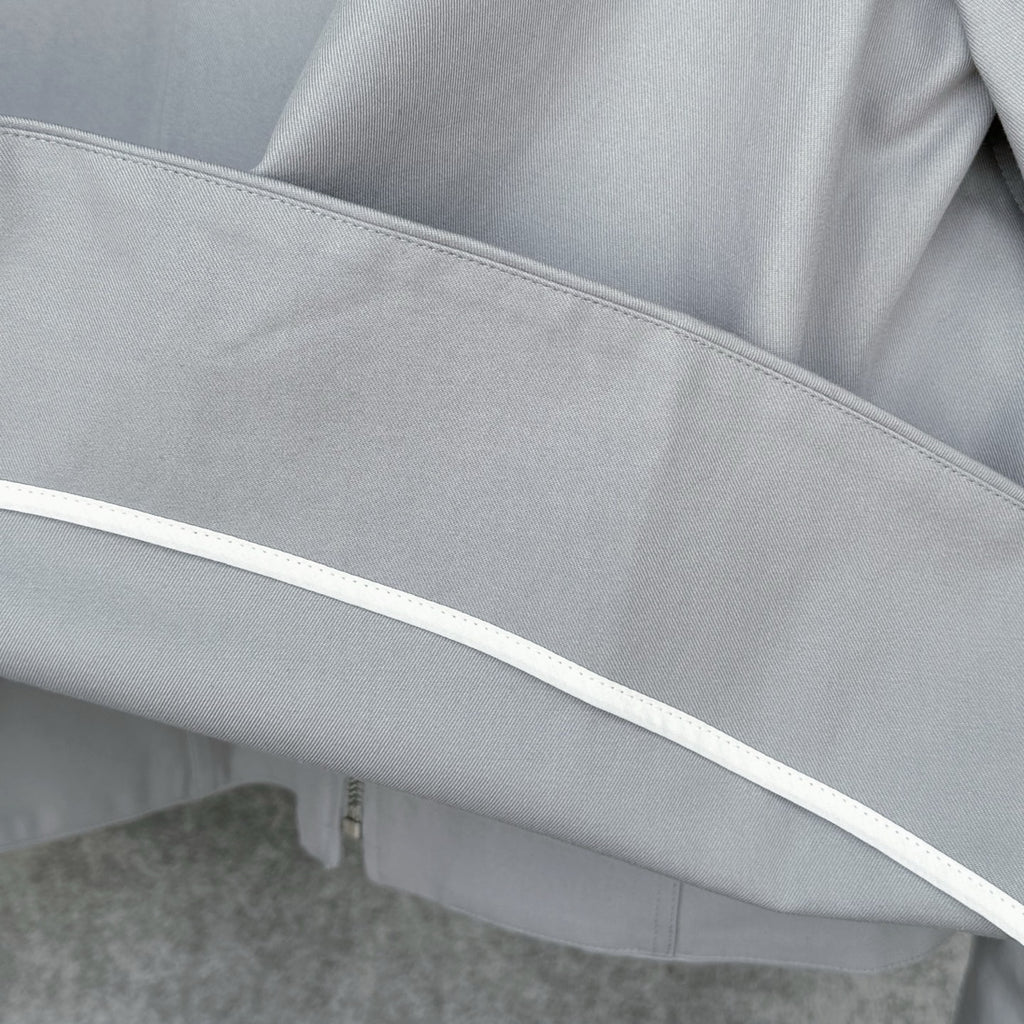 Loewe Cropped Hooded Embroidered Cotton-Twill Jackt in Gray, Size 34/36/38/40