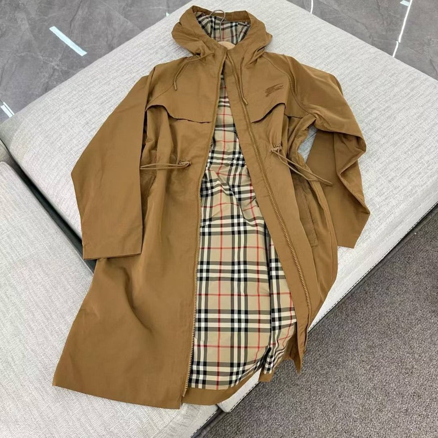 Burberry EKD Zip-Up Lightweight Hooded Parka, Size US 2/4/6/8