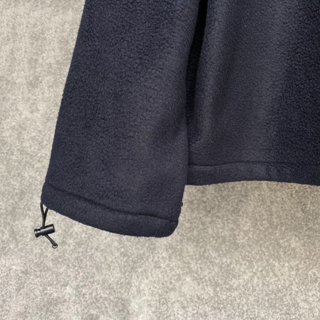 Miu Miu Cotton Fleece Zipper Hoodie in Navy, Size XS/S/M