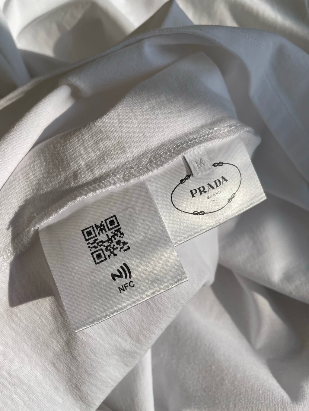 Prada Unisex Pocket Logo Long Sleeve T-Shirt in White, Size S/M/L/XL