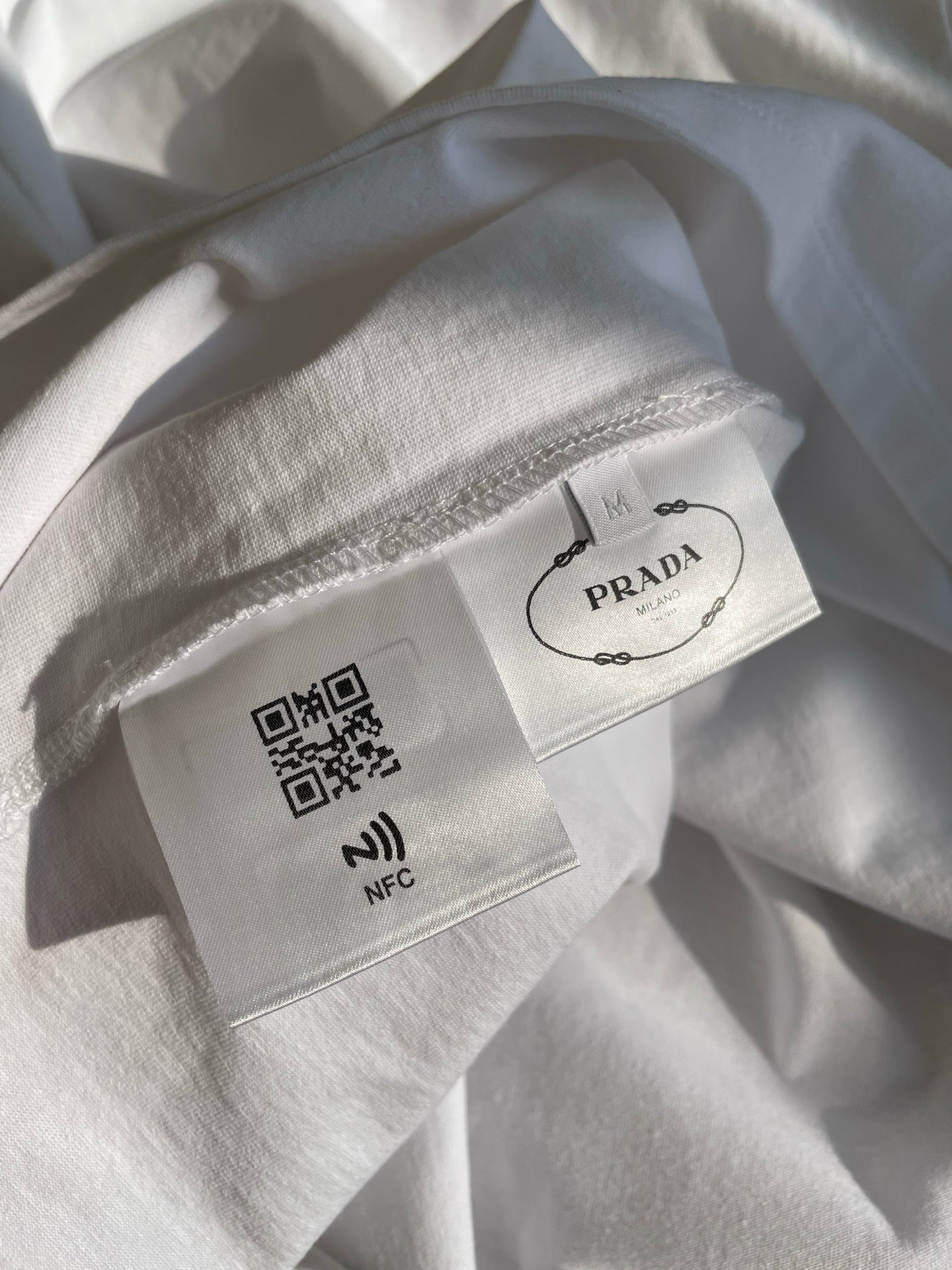 Prada Unisex Pocket Logo Long Sleeve T-Shirt in White, Size S/M/L/XL