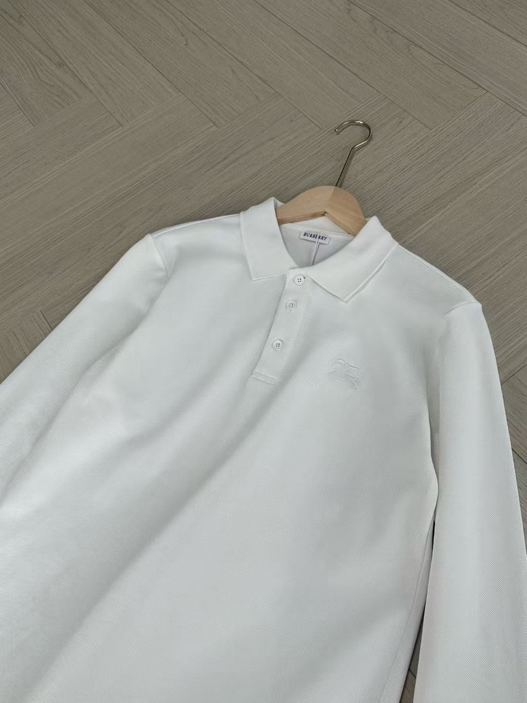 Burberry Long Sleeve Cotton Polo Shirt in Green/White/Blue, Size S/M/L/XL/XXL