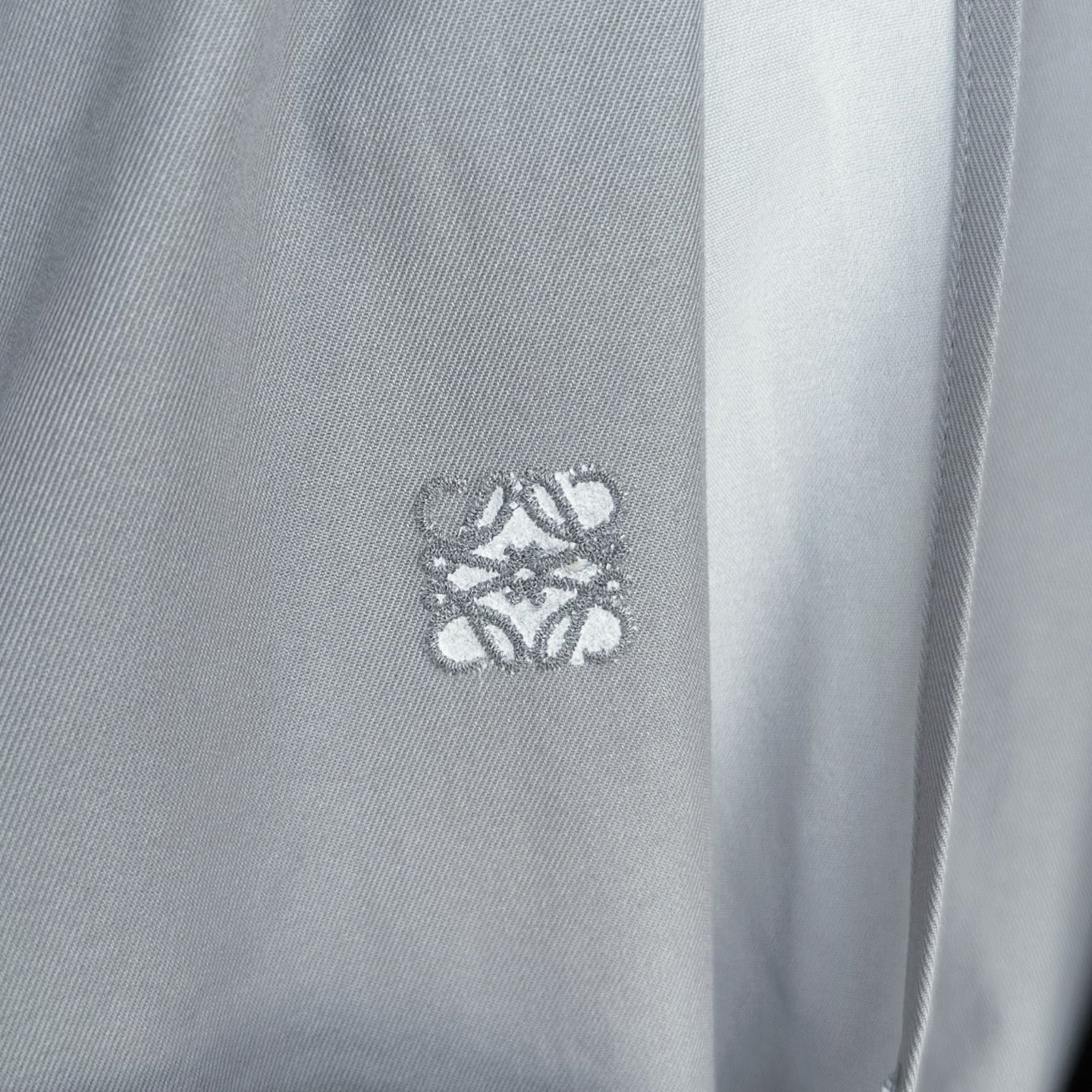 Loewe Cropped Hooded Embroidered Cotton-Twill Jackt in Gray, Size 34/36/38/40