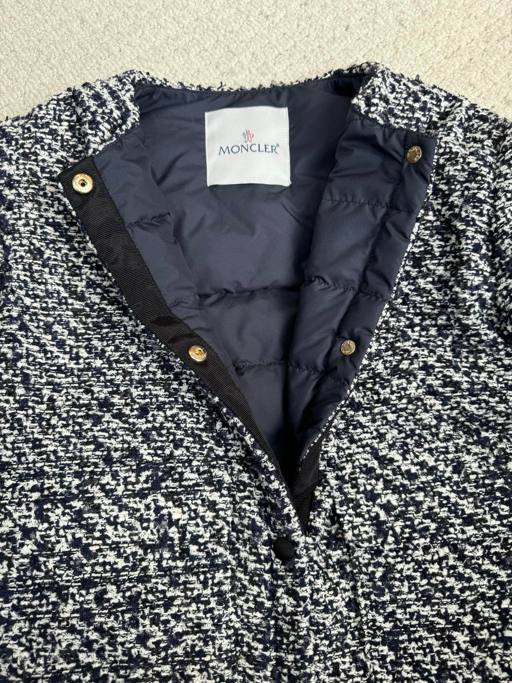 Monlcer Dauphin Tweed Short Down Jacket, Size 1/2/3