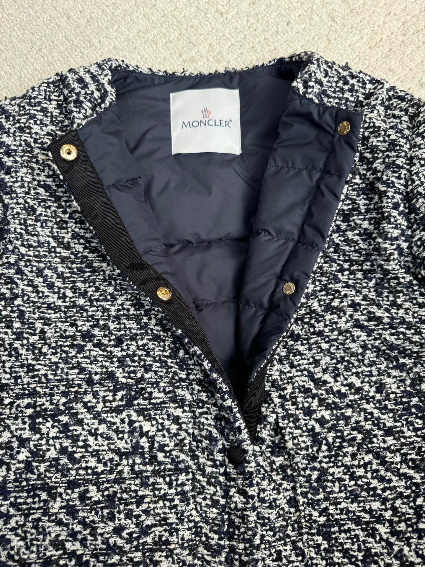 Monlcer Dauphin Tweed Short Down Jacket, Size 1/2/3