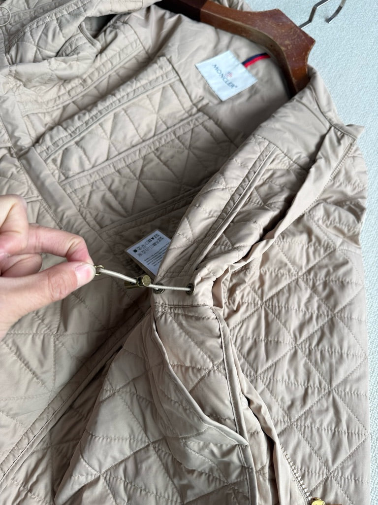 Moncler Craon Square-Quilted Short Padded Jacket in Brown/White/Black, Size 1/2/3/4