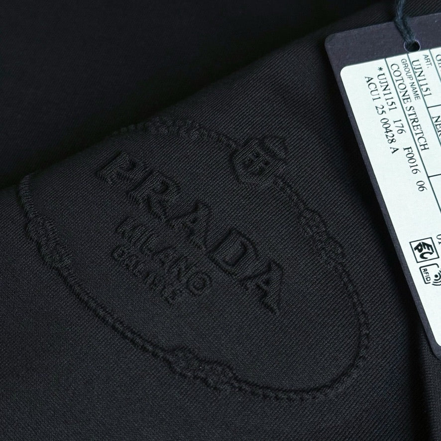 Prada Logo Cotton T-Shirt in Black, Size S