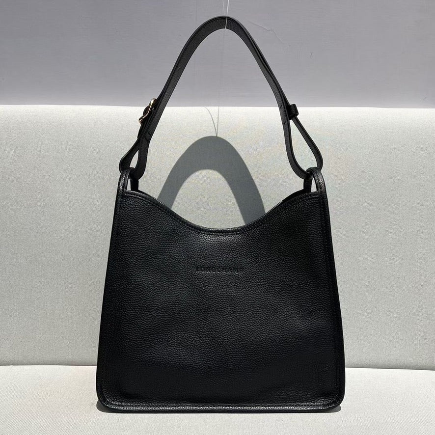 Longchamp Medium Le Foulonne Shoulder Bag in Black