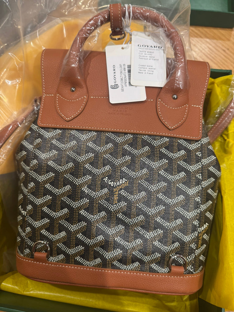 Goyard Goyardine Calfskin Mini Alpin Backpack in Brown (7.5 x 3.5 x 8.25 in)