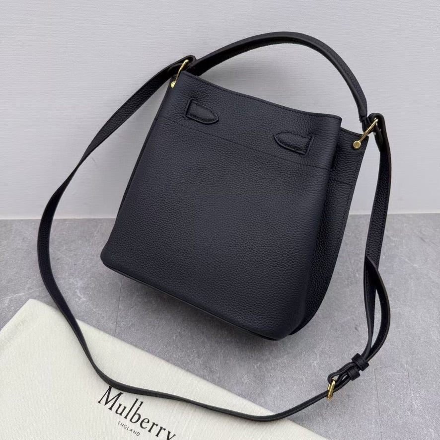 Mulberry Islington Small Bucket Bag in Ivory/Black/Brown (8.5 x 9 x 5 in)