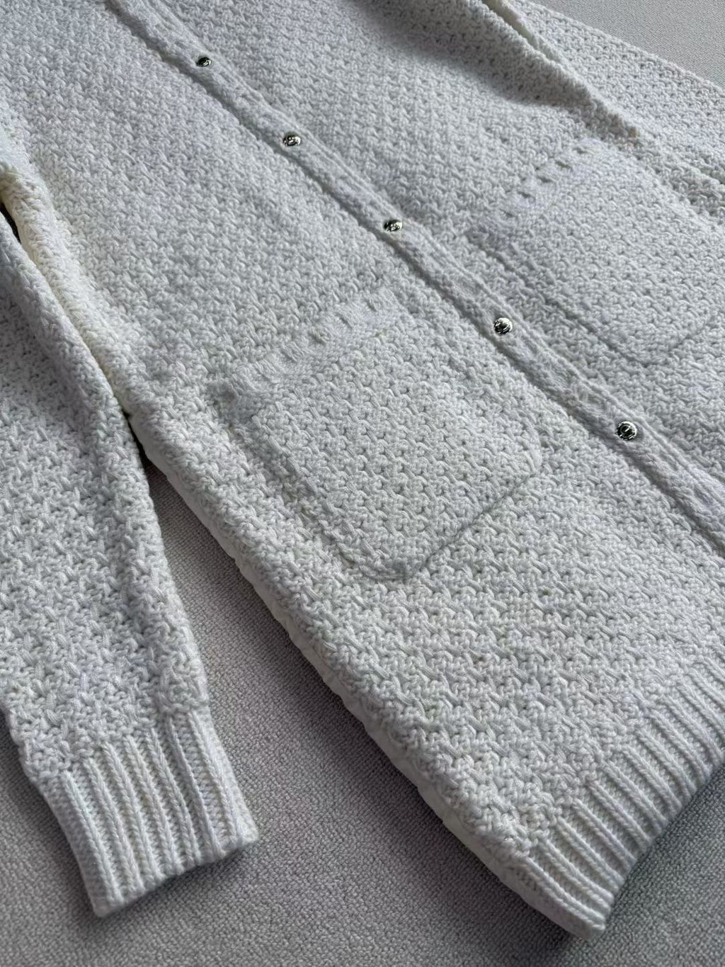 Moncler Padded Wool & Cotton Long Cardigan, Size 0/1/2/3