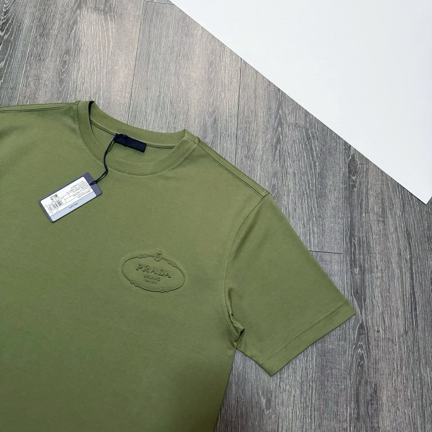 Prada Logo Cotton T-Shirt in Green, Size S
