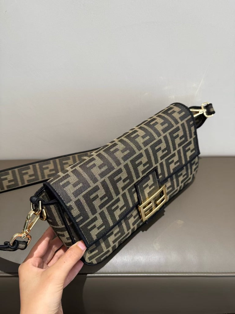 Fendi Medium Size Baguette Fabric Brown