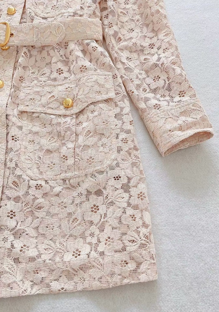 Zimmermann Lace Utility Shirtdress in Beige, Size AU 2