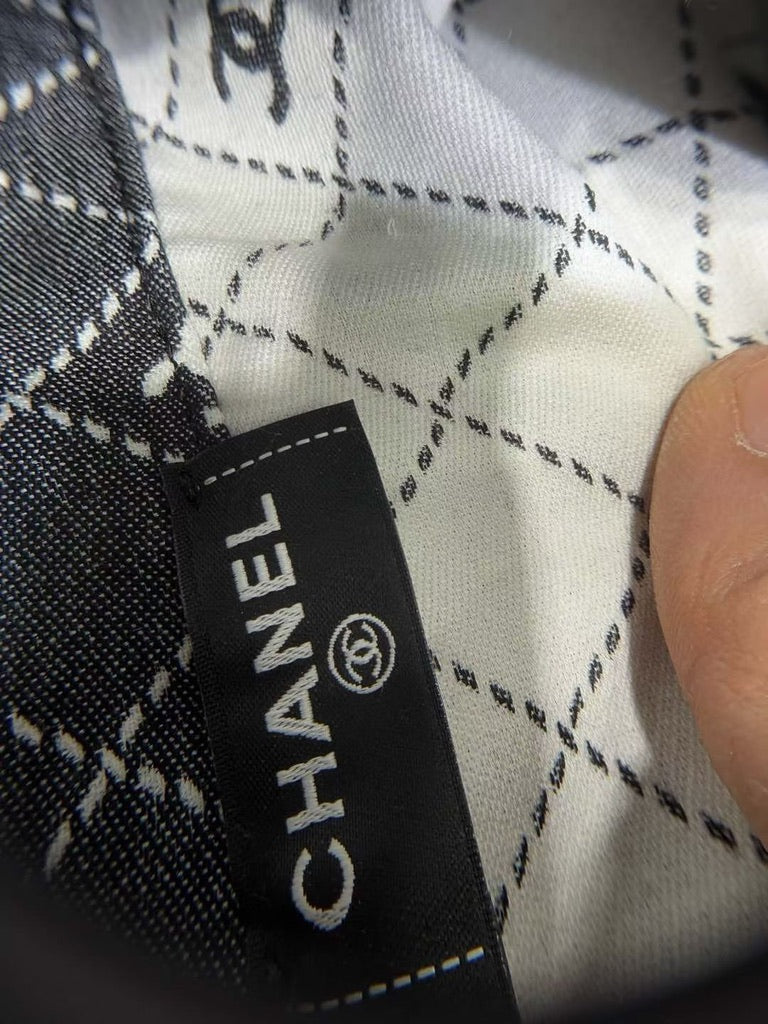 Chanel Logo Cotton/Silk Blend Scarf Black
