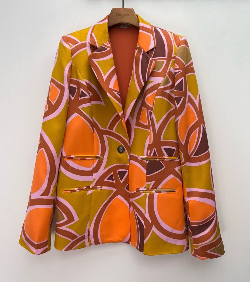 Alexis Solari Abstract Twill Blazer in Maroon, Size XS/S/M/L