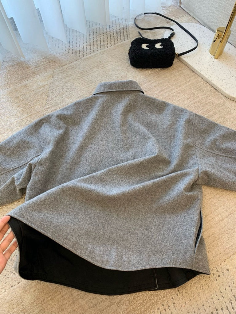Prada Cashgora Caban Jacket in Gray, Size 36/38/40