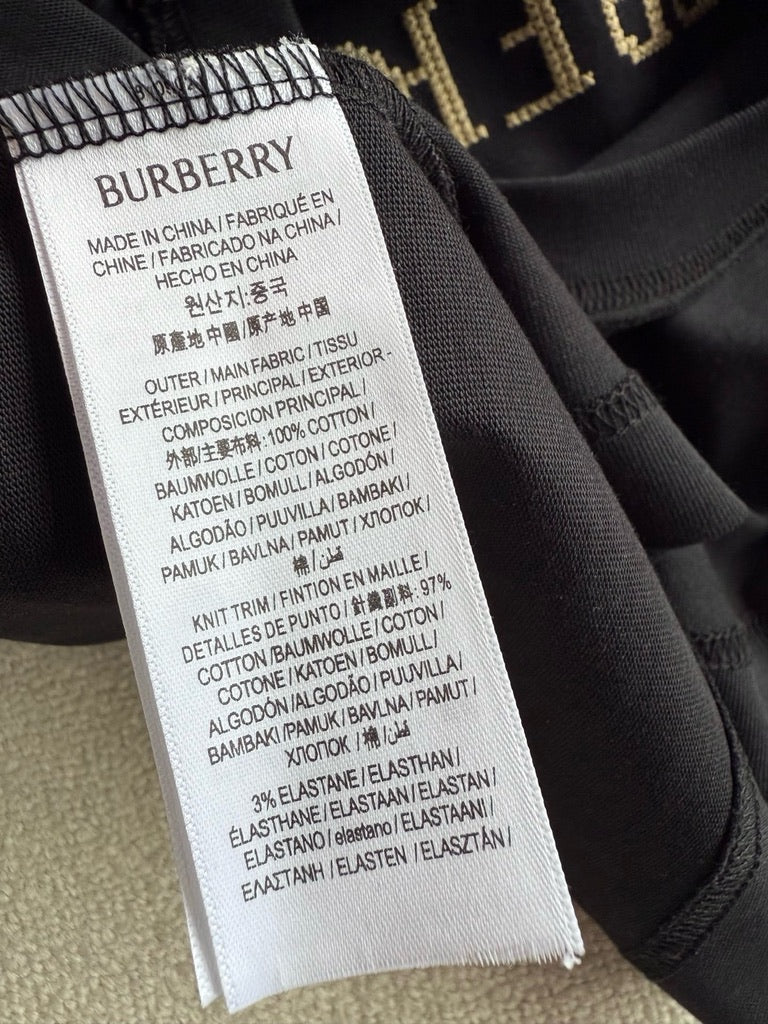 Burberry Cross Stitch EKD Cotton T-Shirt in White or Black, Size S/M/L/XL