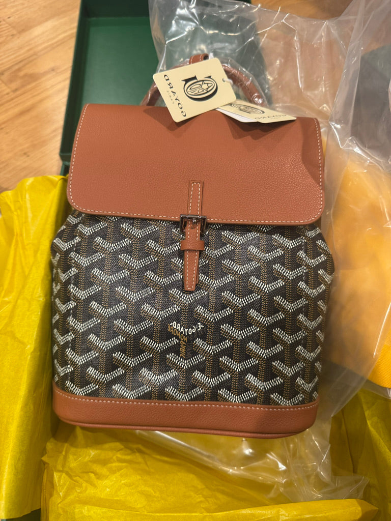 Goyard Goyardine Calfskin Mini Alpin Backpack in Brown (7.5 x 3.5 x 8.25 in)
