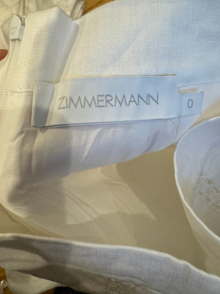 Zimmermann Linen Cami and Shorts Set in White, Size AU 0/1