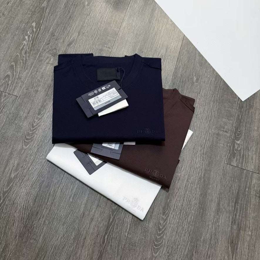Prada Embroidered Logo Cotton T-Shirt, Size S/M/L/XL/XXL