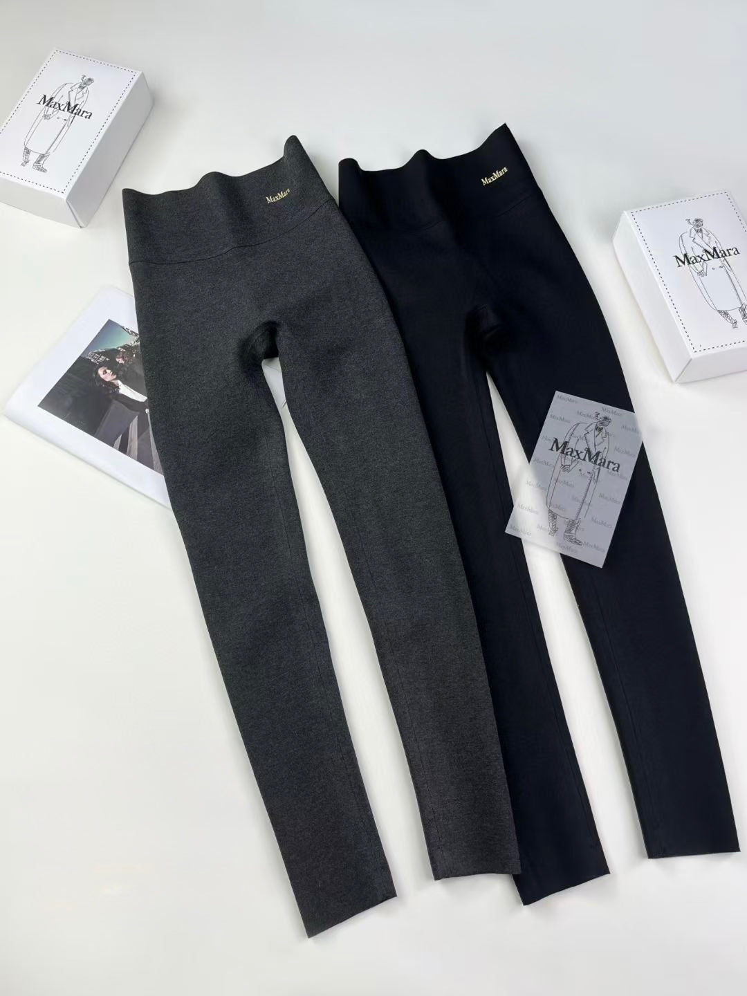 Max Mara Shaping Sanding Leggings in Black/Gray, Size M/L/XL