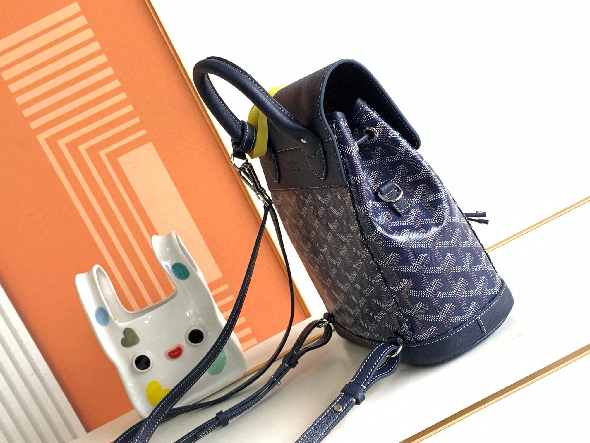 Goyard Goyardine Calfskin Mini Alpin Backpack in Blue (7.5 x 3.5 x 8.25 in)
