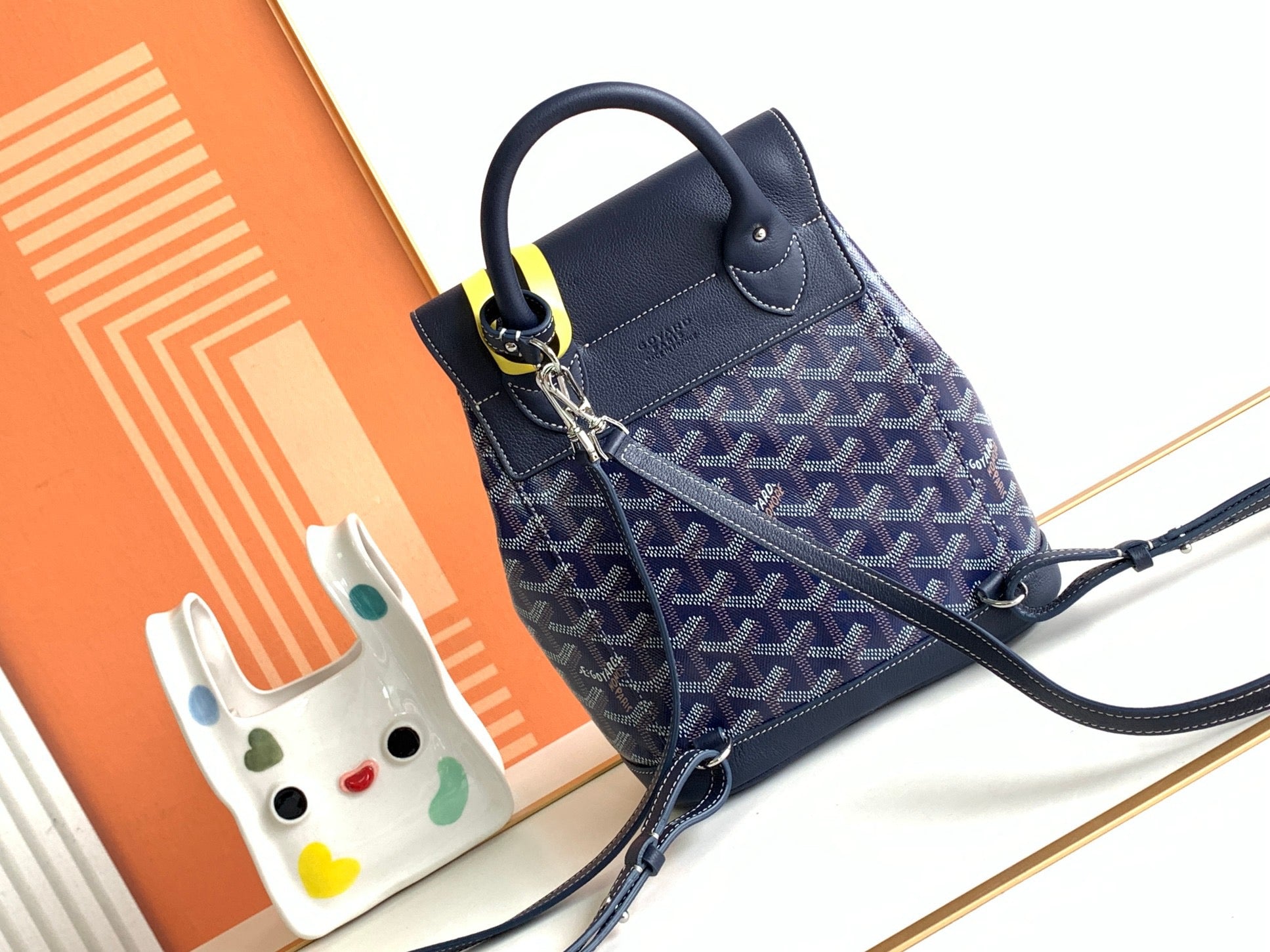 Goyard Goyardine Calfskin Mini Alpin Backpack in Blue (7.5 x 3.5 x 8.25 in)