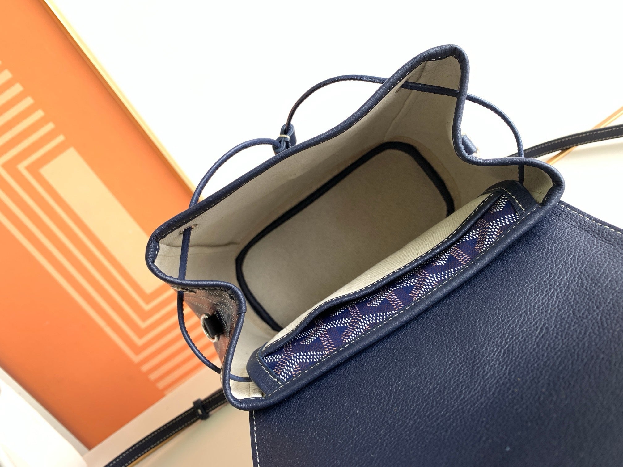 Goyard Goyardine Calfskin Mini Alpin Backpack in Blue (7.5 x 3.5 x 8.25 in)