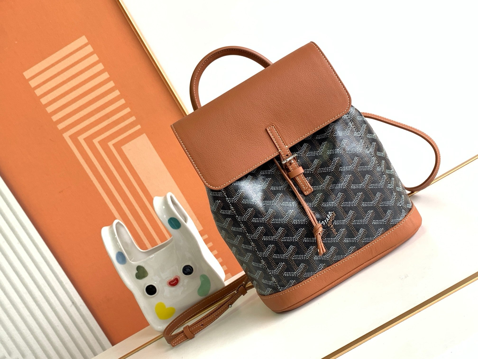 Goyard Goyardine Calfskin Mini Alpin Backpack in Brown (7.5 x 3.5 x 8.25 in)