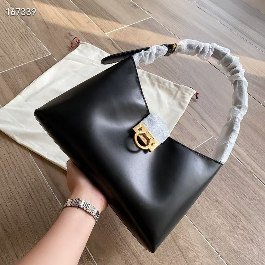 Ferragamo Trifolio Small Leather Shoulder Bag in Black