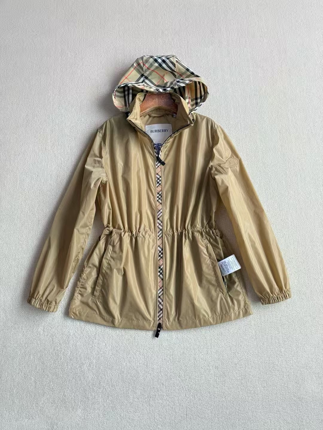 Burberry Check Trim Short Nylon Parka, Size S/M/L/XL/XXL