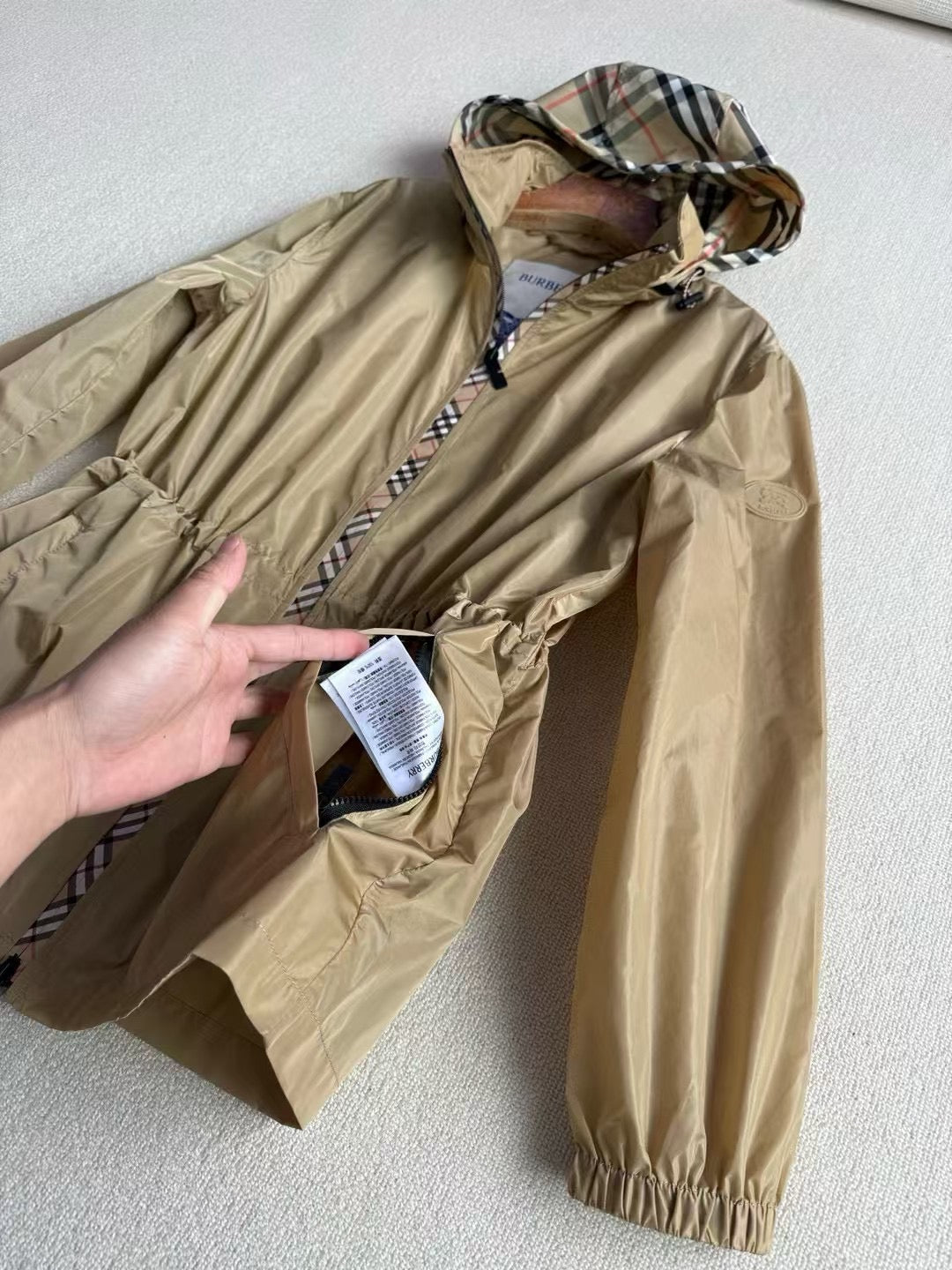 Burberry Check Trim Short Nylon Parka, Size S/M/L/XL/XXL