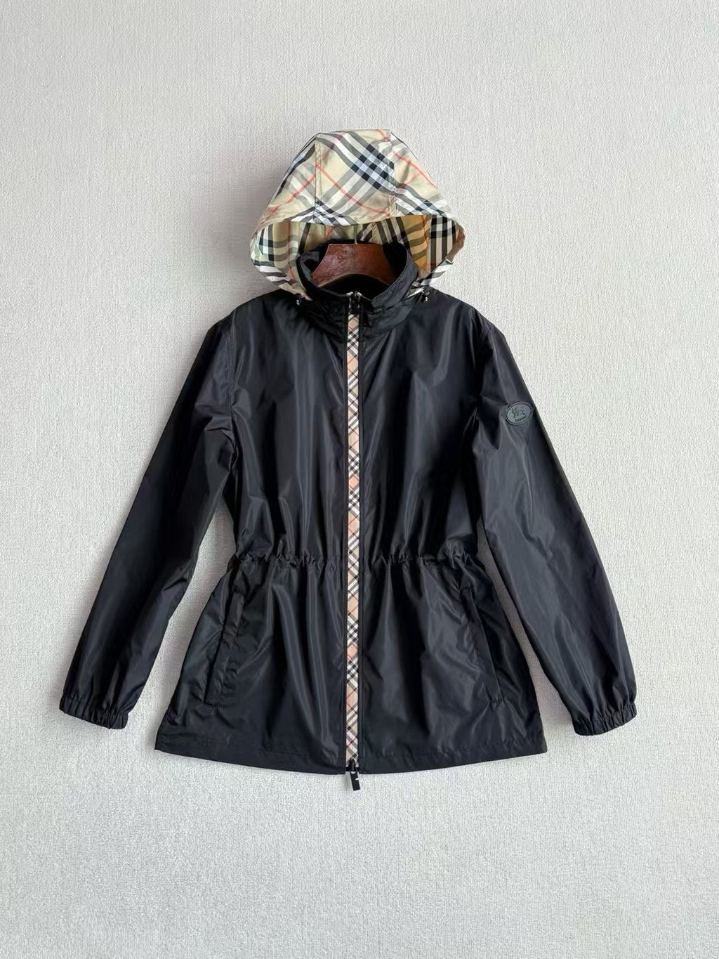 Burberry Check Trim Short Nylon Parka, Size S/M/L/XL/XXL